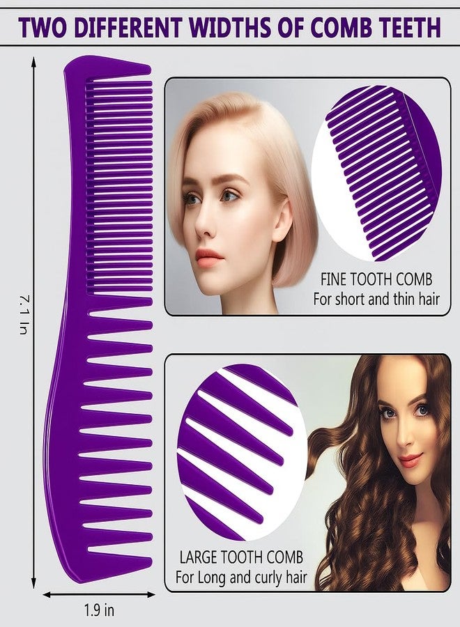 SIMPOR Detangling Hair Comb for Women Double Tooth with Wide and Fine Teeth Shower Combs for Wet Curly Style Barber Comb for Thin Thick Curly Straight Hair for Women Men Purple - Image 3